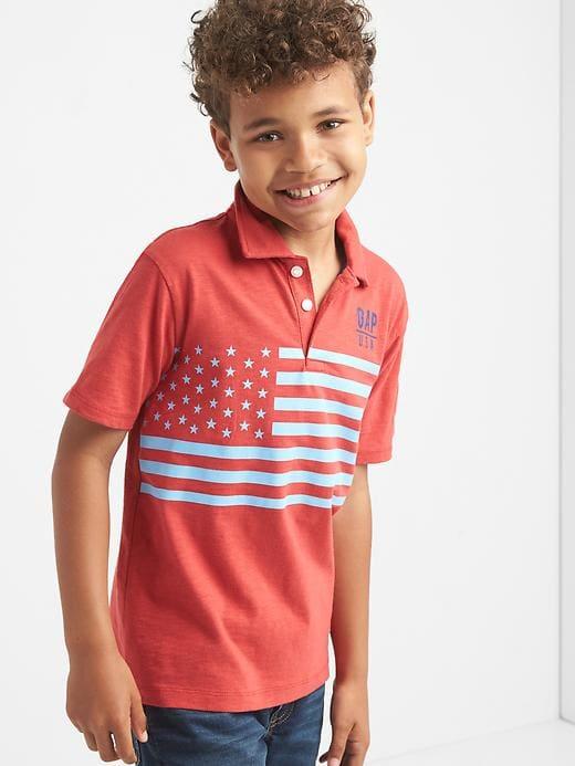 Gap Americana Logo Slub Polo - Totem Red