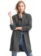 Gap Women Long Cable Knit Cardigan - Charcoal Heather