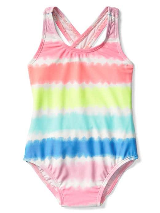 Gap Print Keyhole Back Swim One Piece - Tye Dye