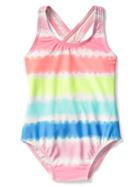 Gap Print Keyhole Back Swim One Piece - Tye Dye