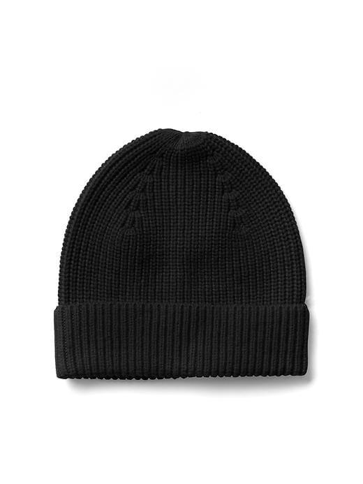 Gap Men Wool Blend Ribbed Beanie - True Black
