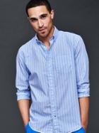 Gap Men True Wash Wide Stripe Standard Fit Shirt - Blue Peak