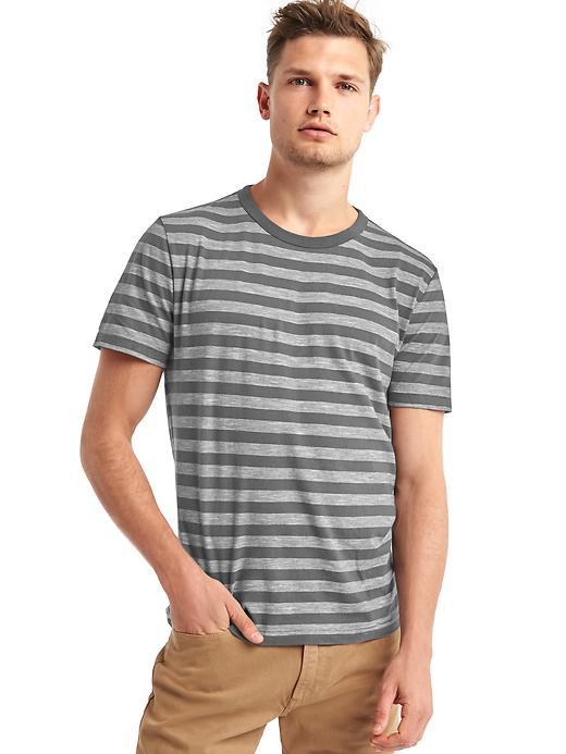 Gap Men Stripe Crew Slub T Shirt - Black Stripe