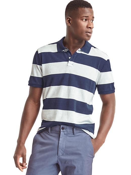 Gap Men Rugby Stripe Pique Polo - Dark Night