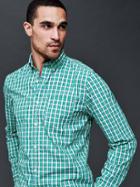 Gap Men True Wash Mini Box Plaid Standard Fit Shirt - Gum Drop