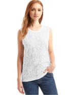 Gap Women Embroidered Muscle Tank - White