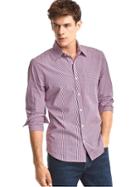 Gap Men True Wash Micro Plaid Slim Fit Shirt - Lasalle Red