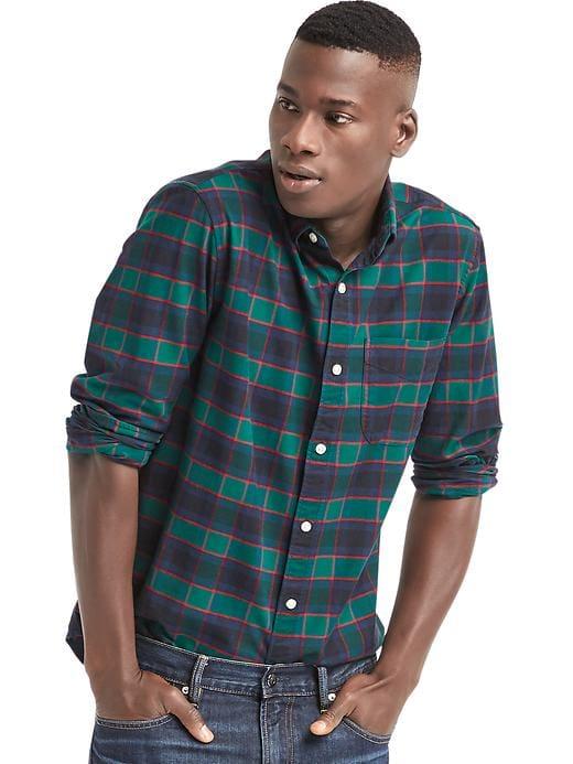 Gap Men Oxford Plaid Slim Fit Shirt - Green Pine