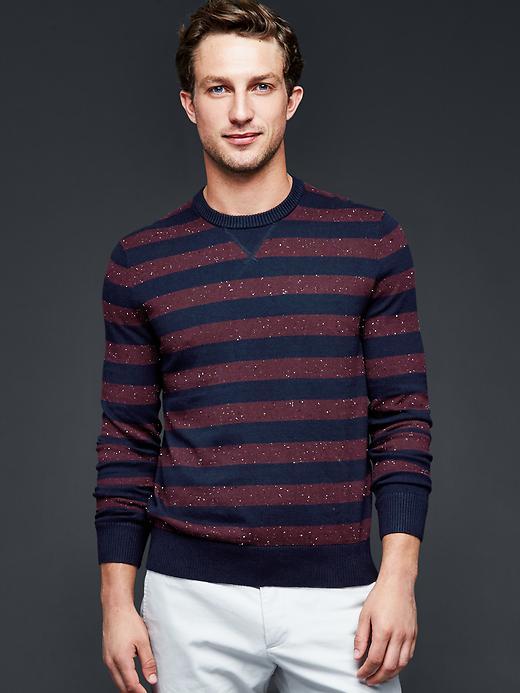 Gap Men Rugby Nep Cotton Cashmere Crew Sweater - Red Stripe