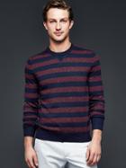 Gap Men Rugby Nep Cotton Cashmere Crew Sweater - Red Stripe