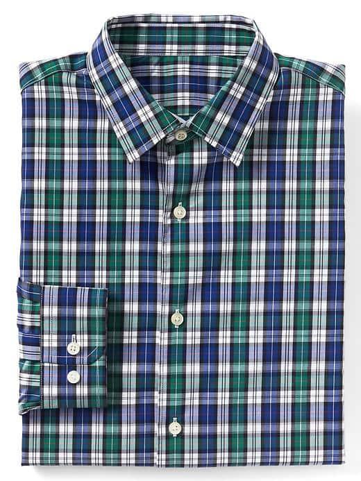 Gap Men Supima Cotton Plaid Standard Fit Shirt - Tapestry Navy
