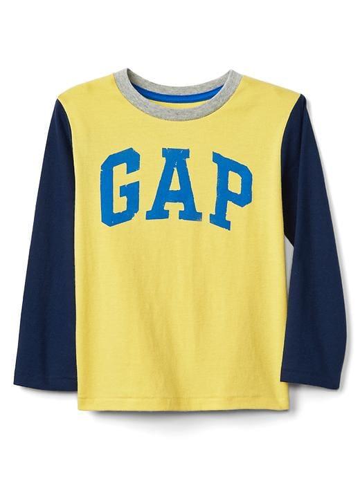 Gap Colorblock Logo Long Sleeve Tee - Gold