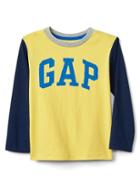 Gap Colorblock Logo Long Sleeve Tee - Gold