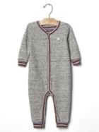 Gap Stripe Trim Marled One Piece - Marled Grey Heather