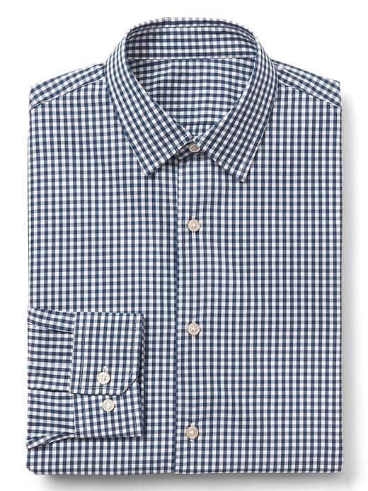 Gap Men Supima Cotton Gingham Standard Fit Shirt - Comet Blue