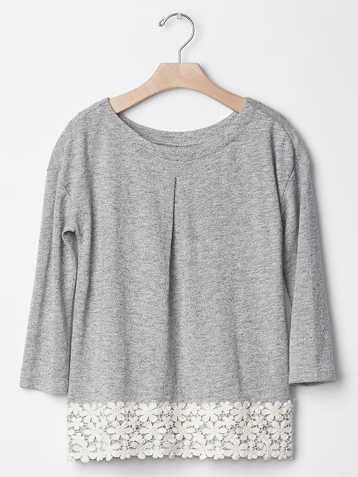 Gap Floral Lace Border Top - Heather Grey
