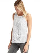 Gap Women Geo Eyelet Tank - White