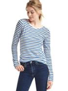 Gap Women Soft Stripe Long Sleeve Tee - Blue Stripe