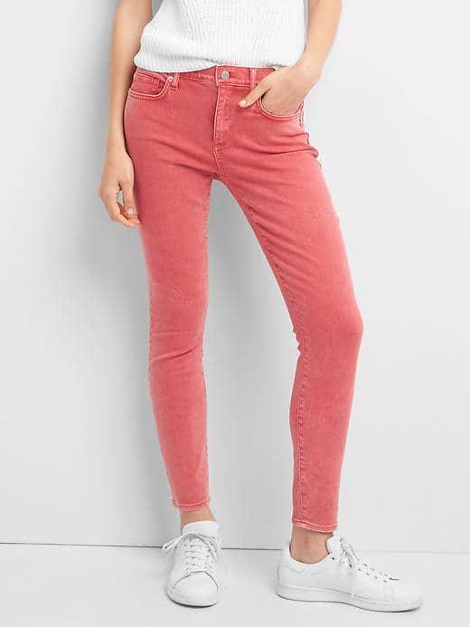 Gap Women Mid Rise True Skinny Ankle Color Jeans - Weathered Red