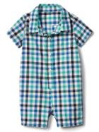 Gap Plaid Short Sleeve Shorty One Piece - Egyptian Turquoise