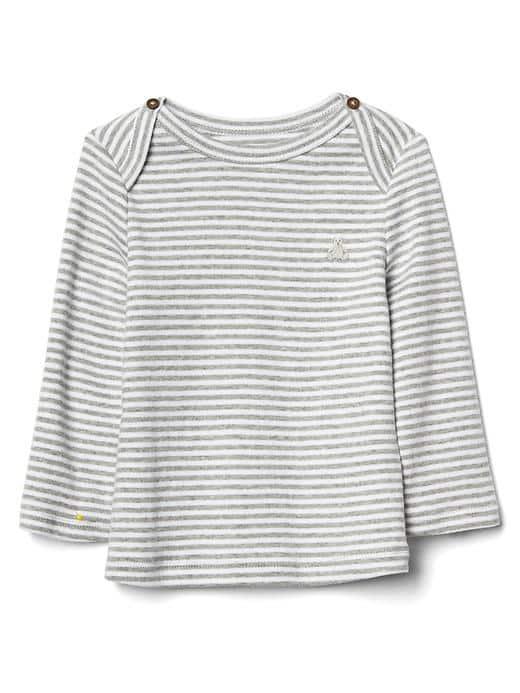 Gap Favorite Stripe Long Sleeve Tee - Light Heather Gray