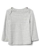 Gap Favorite Stripe Long Sleeve Tee - Light Heather Gray