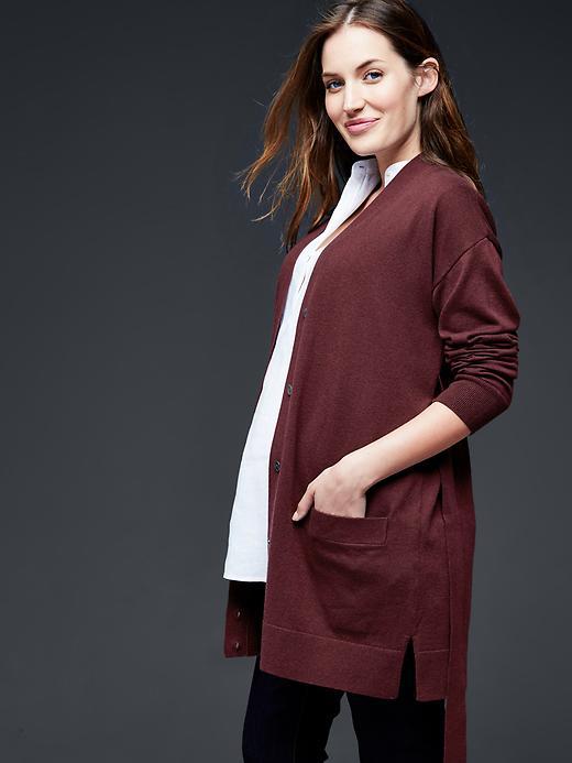 Gap Women Long V Neck Cardigan - Pinot Noir