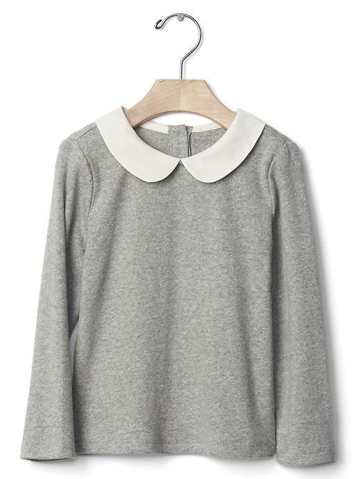 Gap Long Sleeve Collared Tee - Light Heather Gray