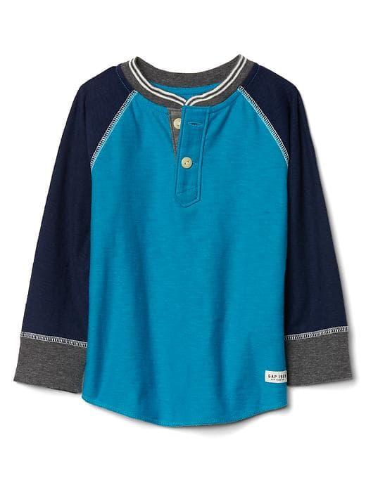 Gap Colorblock Raglan Henley - River Teal