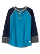 Gap Colorblock Raglan Henley - River Teal