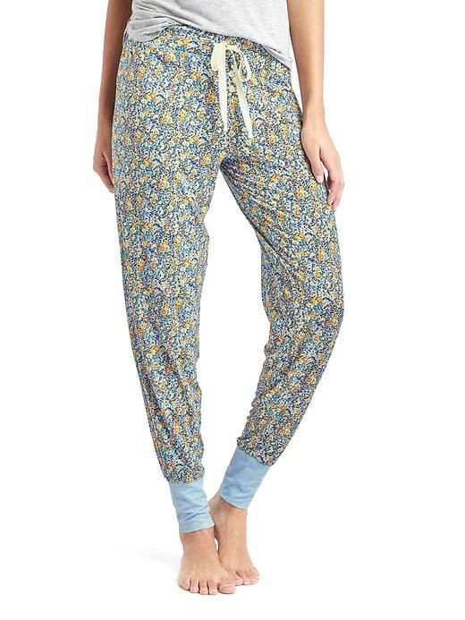 Gap Women Pure Body Print Joggers - Preppy Blooms Cerulean