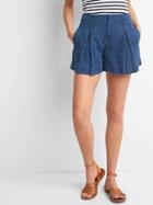 Gap Women Cotton Linen Sailor Shorts - Blue Indigo