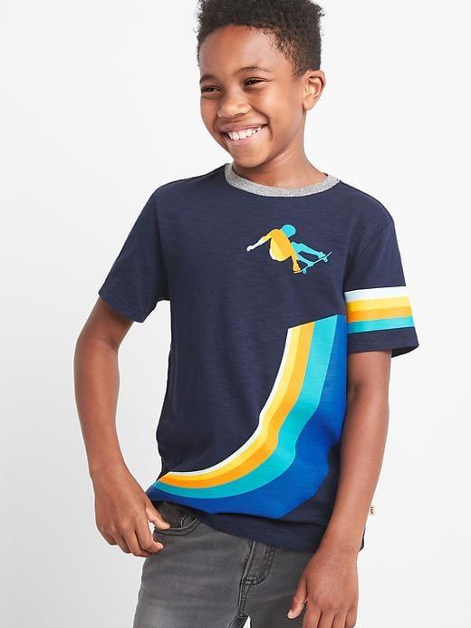 Gap Graphic Crew Slub Tee - True Indigo