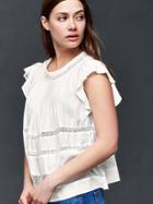 Gap Women Pintuck Mix Mesh Top - New Off White