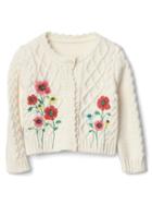 Gap Floral Cable Knit Cardigan - Ivory Frost