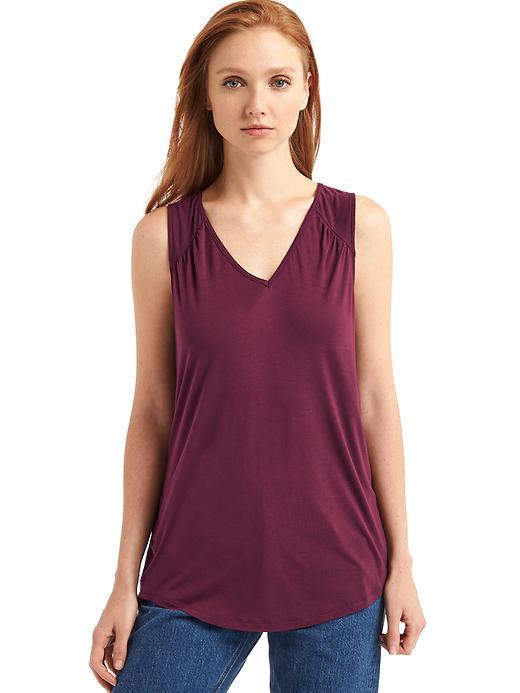 Gap Shirred V Neck Tank - Tuscan Red