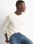 Gap Women Linen Cotton Long Sleeve Crewneck - New Off White
