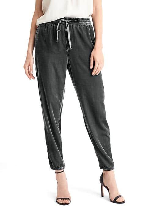 Gap Women Comfy Velvet Joggers - Cast Iron