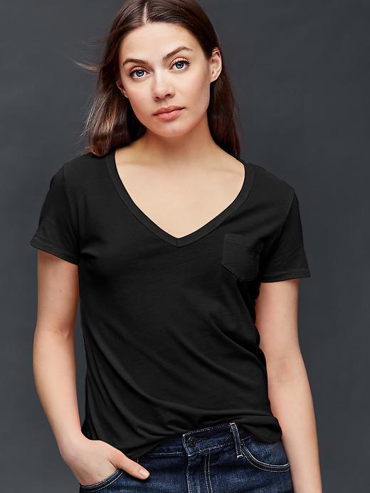 Gap Vintage Wash V Neck Tee - True Black