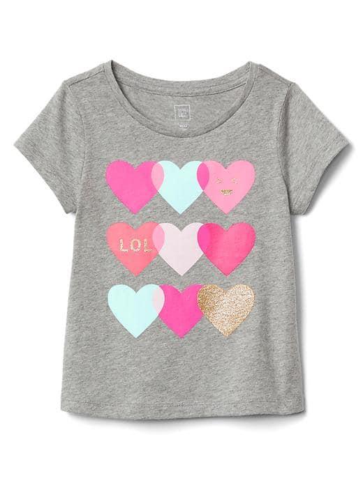 Gap Embellished Graphic Short Sleeve Tee - Hearts