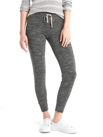 Gap Women Soft Drawstring Leggings - Black Space Dye
