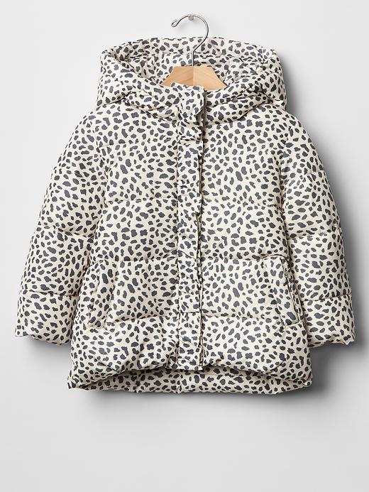 Gap Primaloft Ruffle Trim Puffer Jacket - Animal Print