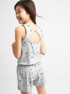 Gap Print Keyhole Romper - Heather Gray Star