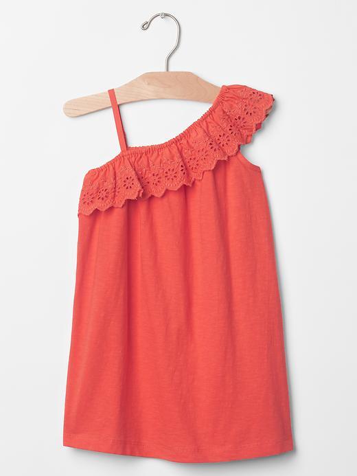 Gap Eyelet Asymmetrical Dress - Blood Orange 622