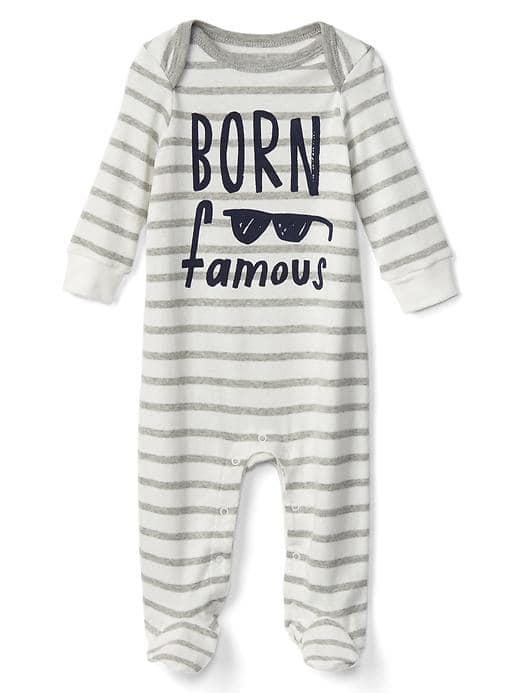 Gap Graphic Stripe Footed One Piece - Gray Stripe