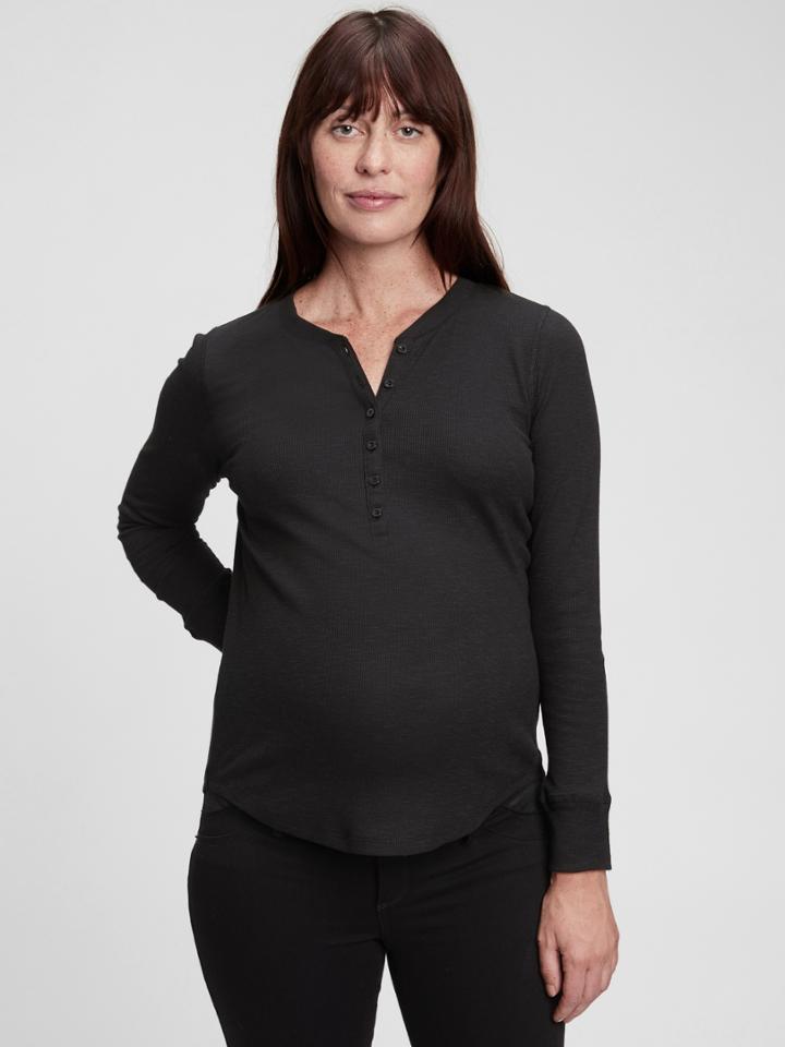 Maternity Ribbed Henley T-shirt