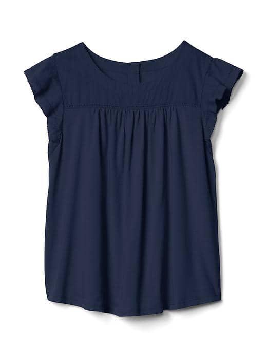 Gap Women Lace Trim Flutter Top - Blue Galaxy