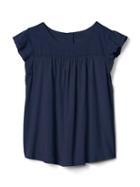 Gap Women Lace Trim Flutter Top - Blue Galaxy