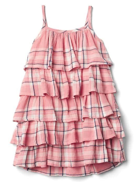 Gap Plaid Spaghetti Tiered Dress - Pink Plaid