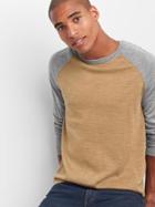 Gap Men Merino Wool Baseball Crewneck - Classic Camel